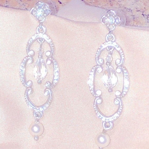 3 BRIGHTON BELLISSIMA pieces 2 pearl Swarovski necklaces & earrings HARD 2 FIND - Picture 4 of 16